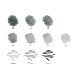 Staedtler Blyant til sketching - st med 7 blyanter - 3 pigment liners - viskelder og blyantspidser